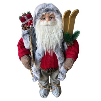 Papai Noel Em Pé Cinza E Vermelho 60cm