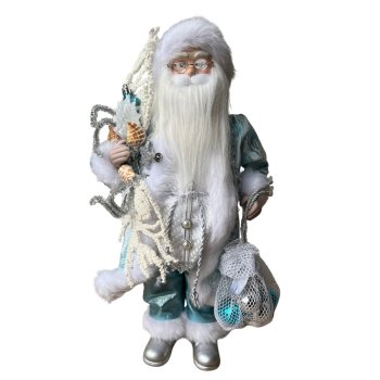Papai Noel Em Pé Azul Tiffany Com Prata 45cm