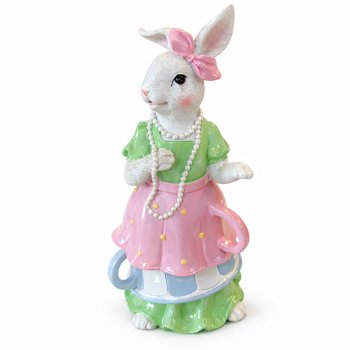 Coelha Decorativa Xícaras 100% Resina 25cm