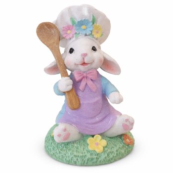 Coelho Decorativo Sentado 100% Resina 14cm