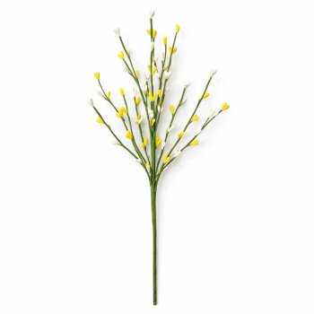 Galho Decorativo Páscoa Sementes Amarelo e Branco 41cm