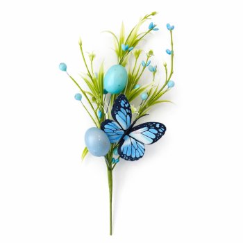 Galho Decorativo Páscoa Borboleta Azul 35cm
