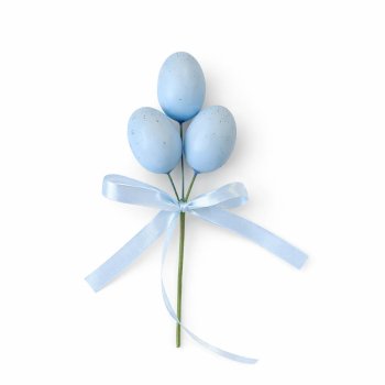 Galho Decorativo Páscoa Ovos Azuis 15cm