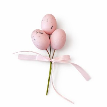 Galho Decorativo Páscoa Ovos Rosas 15cm