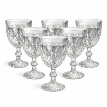 CONJUNTO C/6 TAÇAS DE VIDRO DIAMANTE 340ML